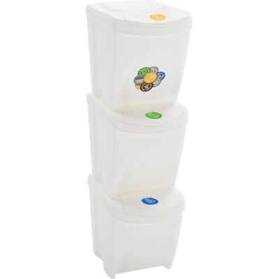 vidaXL 75 L White Stackable Trash Bin - Trash Bin vidaXL 75 L White Stackable Trash Bin - Trash Bin