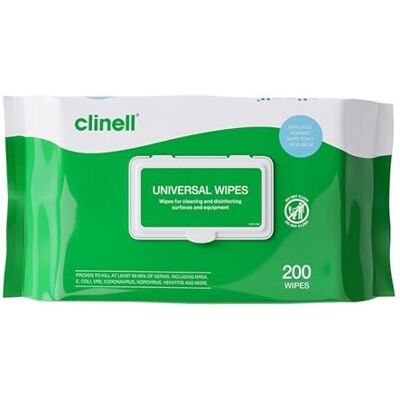 Clinell - Universal Cleaning - 275x200 - Pack of 200 - Wipes Clinell - Universal Cleaning - 275x200 - Pack of 200 - Wipes