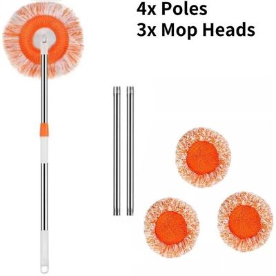 RYWOLT (Poles Mop Head) Long Handle Round Wall Cleaning Mop Dry And Wet Ceiling Cleanin RYWOLT (Poles Mop Head) Long Handle Round Wall Cleaning Mop Dry And Wet Ceiling Cleanin
