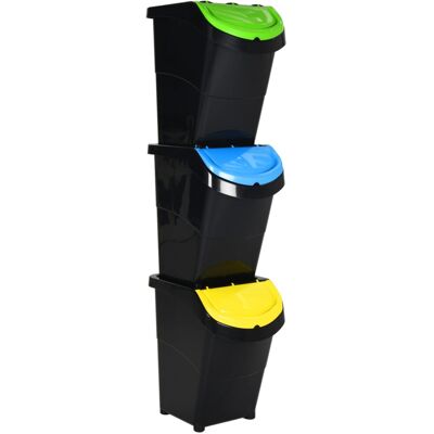vidaXL Waste Bin with Lids - Stackable Black PP 120 L vidaXL Waste Bin with Lids - Stackable Black PP 120 L