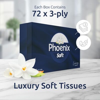 Phoenix - Soft Luxury - 72 3-Ply - 3 Boxes - Facial Tissues Phoenix - Soft Luxury - 72 3-Ply - 3 Boxes - Facial Tissues