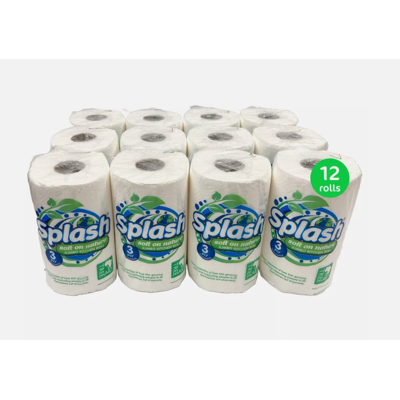 Nova (12 Rolls) Strong Jumbo Kitchen Roll Splash 3ply Eco Friendly Nova (12 Rolls) Strong Jumbo Kitchen Roll Splash 3ply Eco Friendly