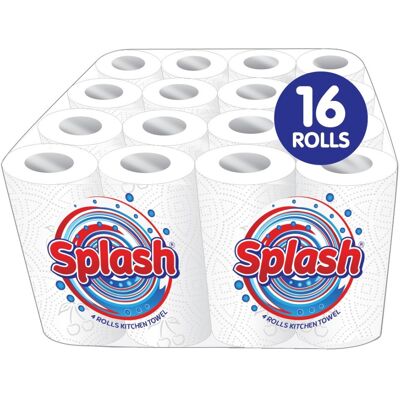 Nova (16 Rolls (4 pack x 4)) Splash 4Pk Kitchen Roll Towel, Strong White Paper Nova (16 Rolls (4 pack x 4)) Splash 4Pk Kitchen Roll Towel, Strong White Paper