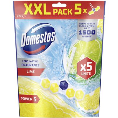 Domestos - Power 5 Lime - Lime - 5x50g - Toilet Rim Blocks Domestos - Power 5 Lime - Lime - 5x50g - Toilet Rim Blocks