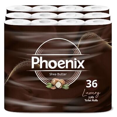 Phoenix - 36 Roll Bulk Buy - Quilted 3 Ply Shea Butter - Toilet Rolls Phoenix - 36 Roll Bulk Buy - Quilted 3 Ply Shea Butter - Toilet Rolls