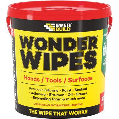 5 X Everbuild Giant Wonder Wipes Multi Purpose Hand Wipes - 300 Tub 5 X Everbuild Giant Wonder Wipes Multi Purpose Hand Wipes - 300 Tub