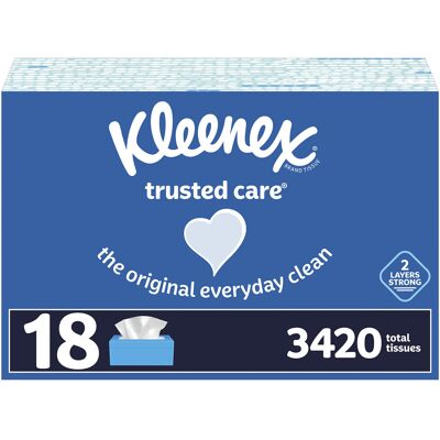 Kleenex Trusted Care Facial Tissues 190 Count Pack of 18 3 420 Total Tissues Kleenex Trusted Care Facial Tissues 190 Count Pack of 18 3 420 Total Tissues