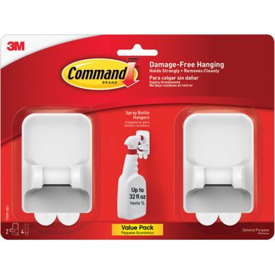 3M Command Spray Bottle Hangers White/Gray 2 3M Command Spray Bottle Hangers White/Gray 2