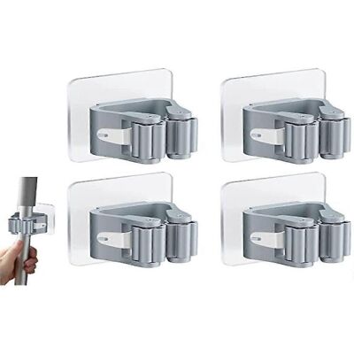 konhill (As show, One size) 4 Pieces Wall Mounted Broom Holder Self Adhesive Mop Holder konhill (As show, One size) 4 Pieces Wall Mounted Broom Holder Self Adhesive Mop Holder