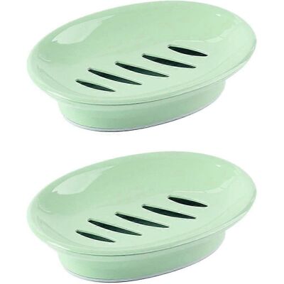 konhill (As show, One size) 2-Pack Soap Dish with Drain Soap Holder Easy Cleaning Soap S konhill (As show, One size) 2-Pack Soap Dish with Drain Soap Holder Easy Cleaning Soap S
