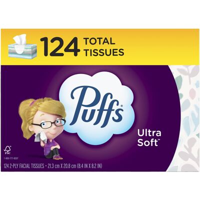 Puffs Ultra Soft Facial Tissues 1 Family Size Box 124 Facial Tissues Per Box Puffs Ultra Soft Facial Tissues 1 Family Size Box 124 Facial Tissues Per Box