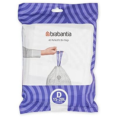 Brabantia PerfectFit Bin Liners (Size D/15-20 Litre) Thick Plastic Trash Bags wi Brabantia PerfectFit Bin Liners (Size D/15-20 Litre) Thick Plastic Trash Bags wi