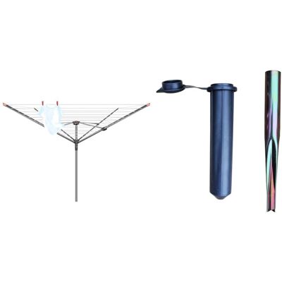 Vileda 4 Arm Rotary Dryer, Outdoor Clothes Airer with 45m washing Line, Silver & Vileda 4 Arm Rotary Dryer, Outdoor Clothes Airer with 45m washing Line, Silver &