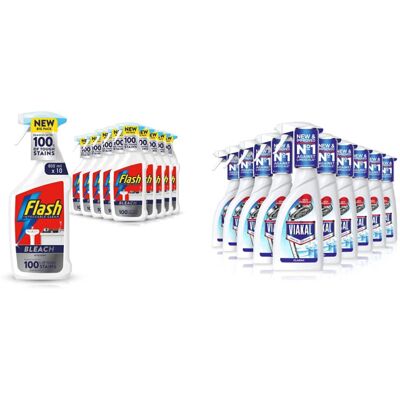 Flash Bleach Spray Multi Purpose Cleaner, 8 Litres (800 ml x 10), Stain & Grease Flash Bleach Spray Multi Purpose Cleaner, 8 Litres (800 ml x 10), Stain & Grease