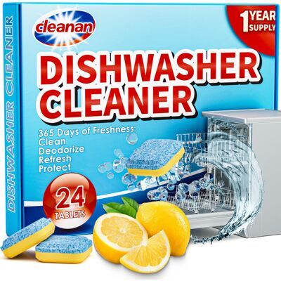 cleanan CN-US-003 Dishwasher Cleaner Deep Clean Tablets - 24 Tablets, Powerful Descaling cleanan CN-US-003 Dishwasher Cleaner Deep Clean Tablets - 24 Tablets, Powerful Descaling