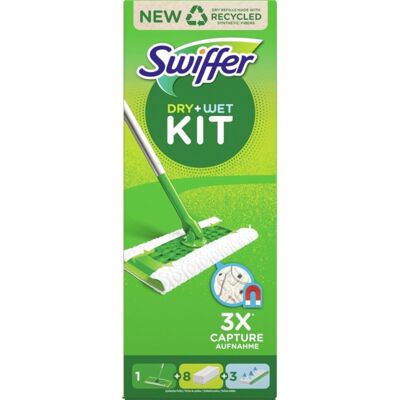 Swiffer - Starter Kit for Cleaning Floors with 1 mop, 8 Refills for Dry and 3 We Swiffer - Starter Kit for Cleaning Floors with 1 mop, 8 Refills for Dry and 3 We