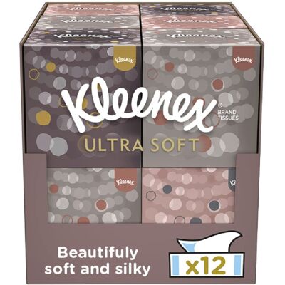 Kleenex Ultra Soft Facial Tissues - Pack of 12 Cube Tissue Boxes - Our Softest T Kleenex Ultra Soft Facial Tissues - Pack of 12 Cube Tissue Boxes - Our Softest T