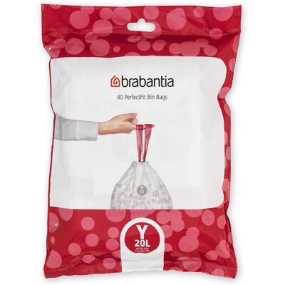 Brabantia 138263 PerfectFit Bin Liners (Size Y/20 Litre) Thick Plastic Trash Bag Brabantia 138263 PerfectFit Bin Liners (Size Y/20 Litre) Thick Plastic Trash Bag