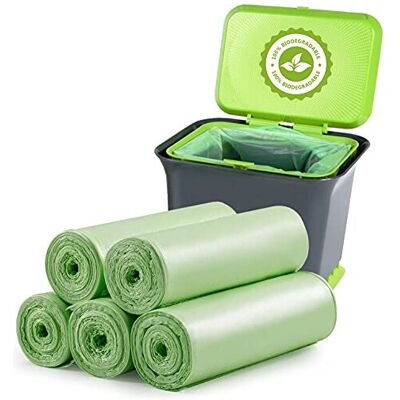 YAWAHOME Biodegradable Bin Liners 100 Count, 20L (4-6 Gal) Thick, Leak-Proof, Compostable YAWAHOME Biodegradable Bin Liners 100 Count, 20L (4-6 Gal) Thick, Leak-Proof, Compostable