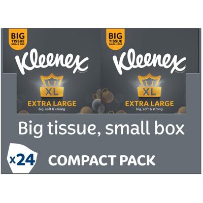 Kleenex Extra Large Facial Tissues, 100% Recyclable Packaging, 24 Compact Tissue Kleenex Extra Large Facial Tissues, 100% Recyclable Packaging, 24 Compact Tissue