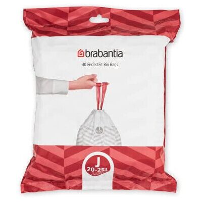 Brabantia PerfectFit Bin Liners Size J (23 Litre), White,115608 Thick Plastic Tr Brabantia PerfectFit Bin Liners Size J (23 Litre), White,115608 Thick Plastic Tr