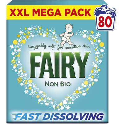 Fairy Non Bio Washing Powder 4.4kg, 80 Washes, for Sensitive Skin, with Anti-res Fairy Non Bio Washing Powder 4.4kg, 80 Washes, for Sensitive Skin, with Anti-res
