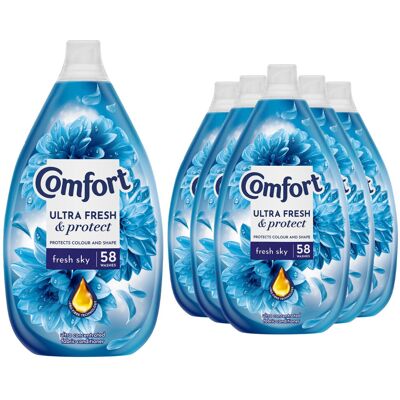 Comfort Ultra Fresh Fabric Conditioner Fresh Sky, 58W 870ml, 6 Pack Comfort Ultra Fresh Fabric Conditioner Fresh Sky, 58W 870ml, 6 Pack