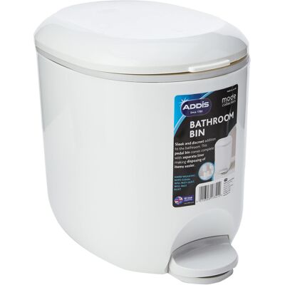 Addis 518503 Premium Deluxe Bathroom Pedal Bin with inner, 3.5 litre, White Grey Addis 518503 Premium Deluxe Bathroom Pedal Bin with inner, 3.5 litre, White Grey