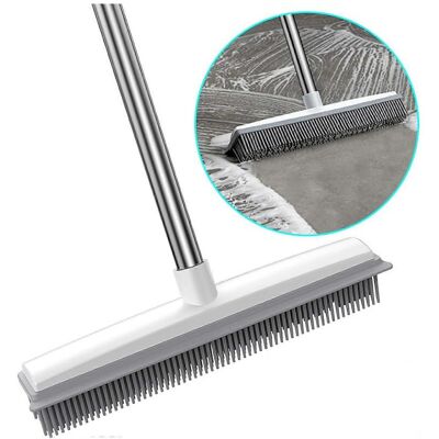 Unbranded 2 in 1 Rubber Broom with Squeegee Edge, Adjustable Long Handle Outdoor Soft Push Unbranded 2 in 1 Rubber Broom with Squeegee Edge, Adjustable Long Handle Outdoor Soft Push