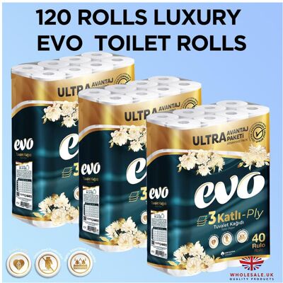 Unbranded (Default) 120x Luxury Evo Toilet Rolls 3ply, Ultra Advantage Pack, Degradable an Unbranded (Default) 120x Luxury Evo Toilet Rolls 3ply, Ultra Advantage Pack, Degradable an
