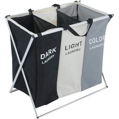 Unbranded (Default) GoDyna Large Laundry Basket 3 Sections Aluminium Folding Laundry Cloth Unbranded (Default) GoDyna Large Laundry Basket 3 Sections Aluminium Folding Laundry Cloth