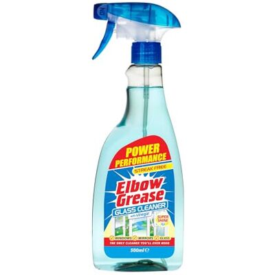 Elbow Grease Glass Cleaner with Vinegar for Windows and Mirrors, 500 ml - Window Elbow Grease Glass Cleaner with Vinegar for Windows and Mirrors, 500 ml - Window