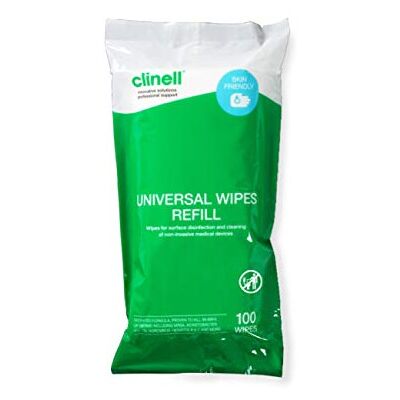 Clinell Universal Wipes - Disinfectant - 100 Refill - Kills 99.99% Germs Clinell Universal Wipes - Disinfectant - 100 Refill - Kills 99.99% Germs