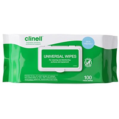 Clinell Universal Cleaning Wipes, 100 Pack, Kills 99.99% Germs Clinell Universal Cleaning Wipes, 100 Pack, Kills 99.99% Germs