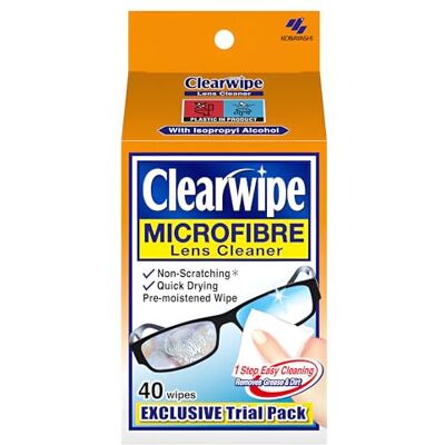 CLEARWIPE Microfibre Lens Cleaner with Isopropyl Alcohol - 40 Wipes CLEARWIPE Microfibre Lens Cleaner with Isopropyl Alcohol - 40 Wipes