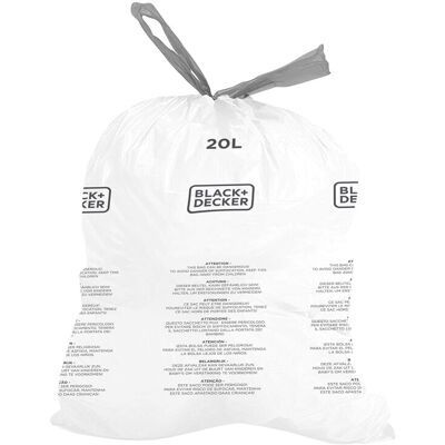 Black & Decker BXBB00020E 20L Drawstring Bin Liners, 20 Pack Black & Decker BXBB00020E 20L Drawstring Bin Liners, 20 Pack