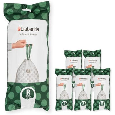 Brabantia 138584 PerfectFit Bin Liners Multipack (Size R/36 Litre) Thick Plastic Brabantia 138584 PerfectFit Bin Liners Multipack (Size R/36 Litre) Thick Plastic