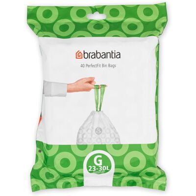 Brabantia Bin Liners Size G 23-30L with Drawstring, 40 Bags Brabantia Bin Liners Size G 23-30L with Drawstring, 40 Bags