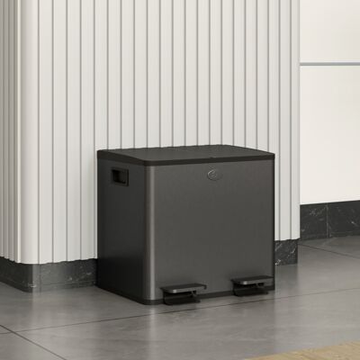 HOMCOM 2 x 15L Dual Kitchen Bin Pedal Bin for Recycling and Waste, Black HOMCOM 2 x 15L Dual Kitchen Bin Pedal Bin for Recycling and Waste, Black