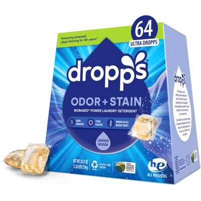 Dropps Odor & Stain Biobased Power Laundry Detergent Pods Lavender Meadow (64 C Dropps Odor & Stain Biobased Power Laundry Detergent Pods Lavender Meadow (64 C
