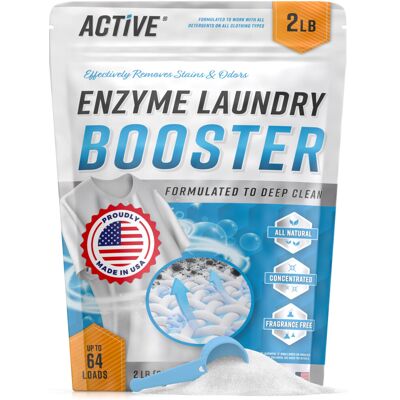 Active Enzyme Laundry Booster Odor Remover - 2 lbs Unscented Enzymatic Clothes Stain Cl Active Enzyme Laundry Booster Odor Remover - 2 lbs Unscented Enzymatic Clothes Stain Cl