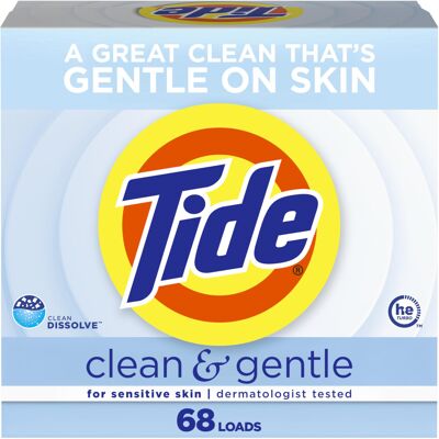 Tide Clean and Gentle Powder Laundry Detergent, Unscented, 68 Loads, 77 oz Tide Clean and Gentle Powder Laundry Detergent, Unscented, 68 Loads, 77 oz