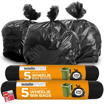 SOL 10pk Heavy Duty Wheelie Bin Bags, 270l Extra Strong Wheelie Bin Liners for L SOL 10pk Heavy Duty Wheelie Bin Bags, 270l Extra Strong Wheelie Bin Liners for L