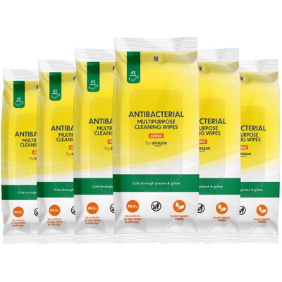 by Amazon Multipurpose Cleaning Wipes Citrus, 252 wipes 42 count (Pack of 6) by Amazon Multipurpose Cleaning Wipes Citrus, 252 wipes 42 count (Pack of 6)