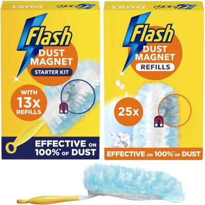 Flash Duster Dust Magnet Starter Kit Value Pack, 1 Handle + 13 Unscented + 25 Sc Flash Duster Dust Magnet Starter Kit Value Pack, 1 Handle + 13 Unscented + 25 Sc