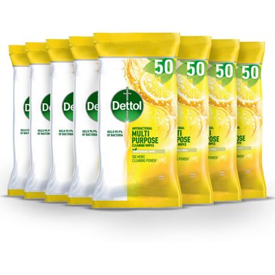 Dettol Antibacterial Wipes, Citrus, Total of 400 Wipes (8 Packs X 50), Biodegrad Dettol Antibacterial Wipes, Citrus, Total of 400 Wipes (8 Packs X 50), Biodegrad
