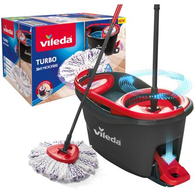 Vileda Turbo 3 in 1 with Microfibre Pad, Spin Mop For Cleaning Floors, Set Of 1x Vileda Turbo 3 in 1 with Microfibre Pad, Spin Mop For Cleaning Floors, Set Of 1x