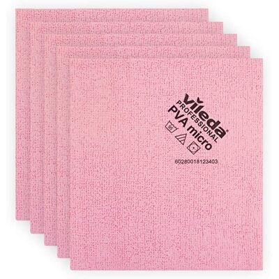 Vileda 143586 micro cleaning cloth, pink, red, 5 pieces, 38x35 cms, Pack of 5 Vileda 143586 micro cleaning cloth, pink, red, 5 pieces, 38x35 cms, Pack of 5