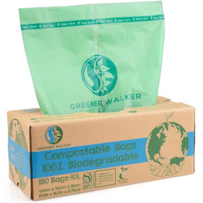 Greener Walker 10L-150Bags 100% Compostable Biodegradable Bin Liners 6L/10L/30L Greener Walker 10L-150Bags 100% Compostable Biodegradable Bin Liners 6L/10L/30L
