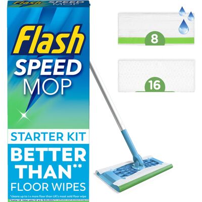 Flash Speedmop Floor Cleaner Starter Kit, Fast Easy and Hygienic (1 Handle, 8 We Flash Speedmop Floor Cleaner Starter Kit, Fast Easy and Hygienic (1 Handle, 8 We
